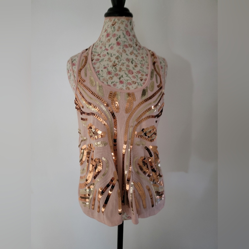 Almost Famous Pink and Gold Sequin Tank Top Size  XL